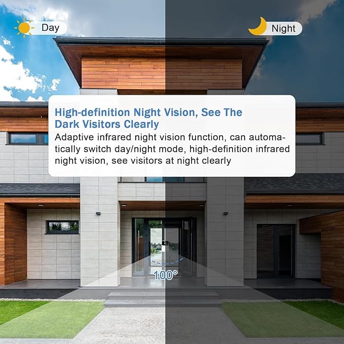 Wireless Video Doorbell with Two-Way Talk HD Night Vision and App Control