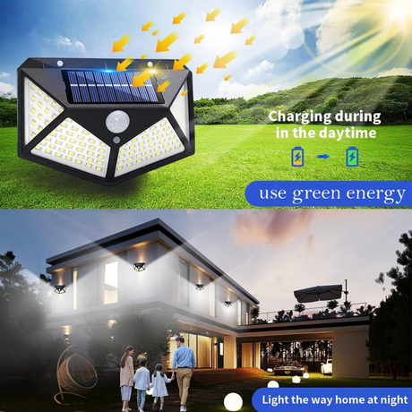 Solar Wall Light 100 LED Wireless Solar Motion Sensor Security Lights
