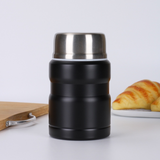 Black stainless steel insulated food jar with secure lid