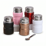Insulated food jar set with multiple colors and included spoon