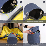 Toy storage basket play mat with drawstring closure for quick storage conversion