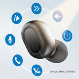 Diagram of single earbud control functions for Tribit wireless earbuds.