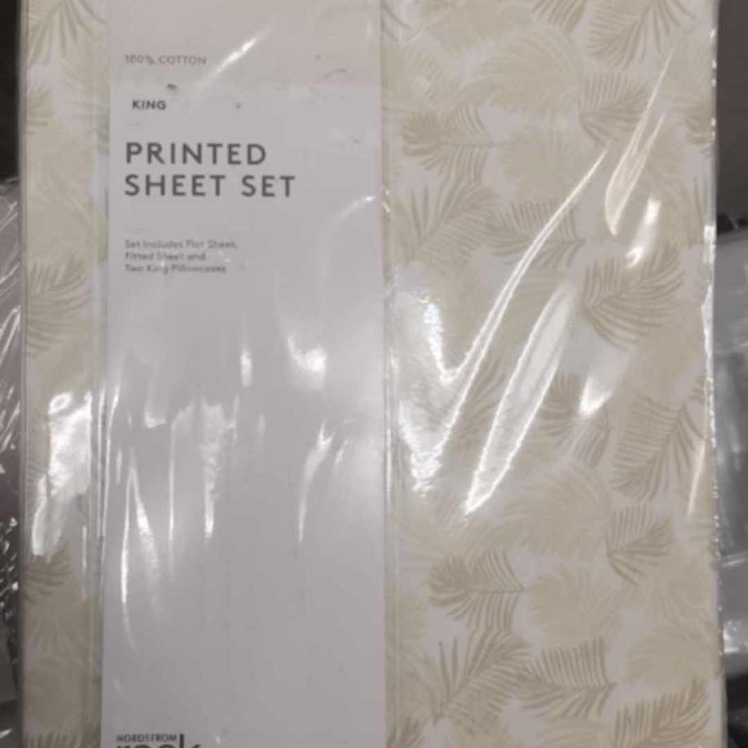 Nordstrom Rack 100% Cotton Printed Sheet Set Feather Print