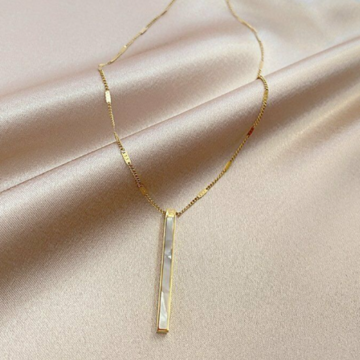 Bar Style Necklace with Mother of Pearl Gold #B-037