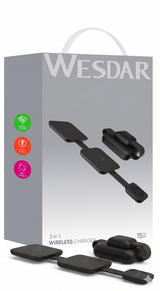Wesdar 3 in 1 wireless charger black with foldable multi-device charging pads
