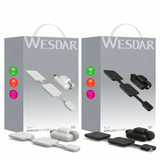 Wesdar 3 in 1 wireless charger packaging showing black and white product variants