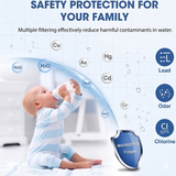 Whirlpool water filter reducing contaminants for safe drinking water illustration