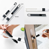 Window groove cleaning brush set includes slim detail brushes with measured dimensions. Designed for cleaning small crevices like window rails and door tracks.