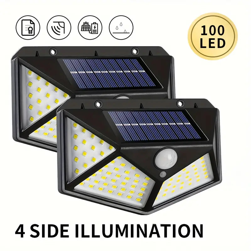 BK100 Solar Lights Outdoor , 100LED/3 Modes 270° Lighting Angle Motion Sensor Security Lights, Waterproof Wall Lights Solar Powered