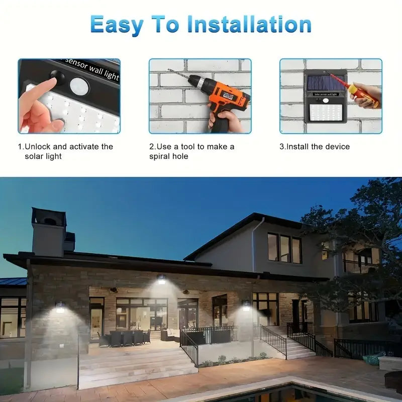 Human Body Sensor Solar Wall Light, 20 LED, Outdoor Patio Solar Sensor Light Suitable For Fenced Terrace Deck Yard Garden