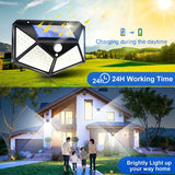 BK100 Solar Lights Outdoor , 100LED/3 Modes 270° Lighting Angle Motion Sensor Security Lights, Waterproof Wall Lights Solar Powered