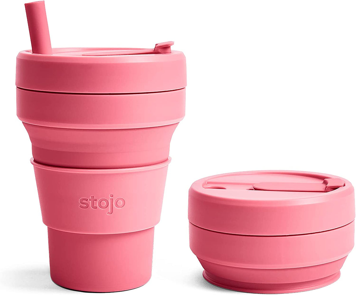 Stojo Collapsible Travel Cup With Straw, 16oz / 470ml