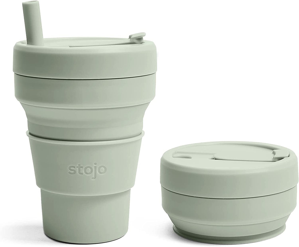 Stojo Collapsible Travel Cup With Straw, 16oz / 470ml
