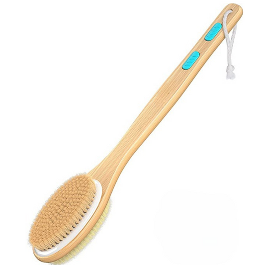 Shower Brush with Soft and Stiff Bristles Dual-Sided Long Handle Back Scrubber Body Exfoliator